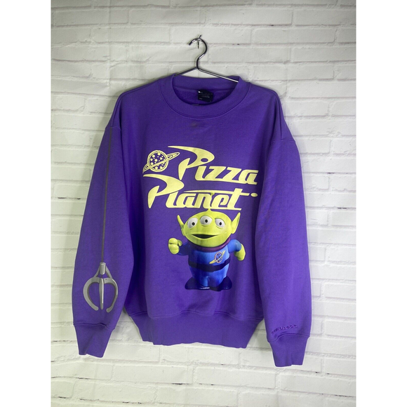 Disney Toy Story Pizza Planet Alien Pullover Crew Neck Sweatshirt